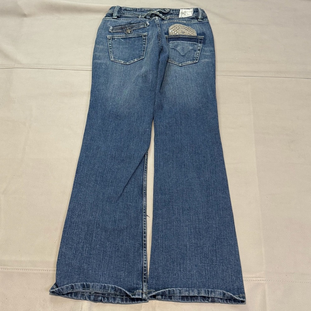 Taverniti So Jean Women Blue‎ Jean Rhinestone 27 Wide Leg Western Baggy Y2K-4835